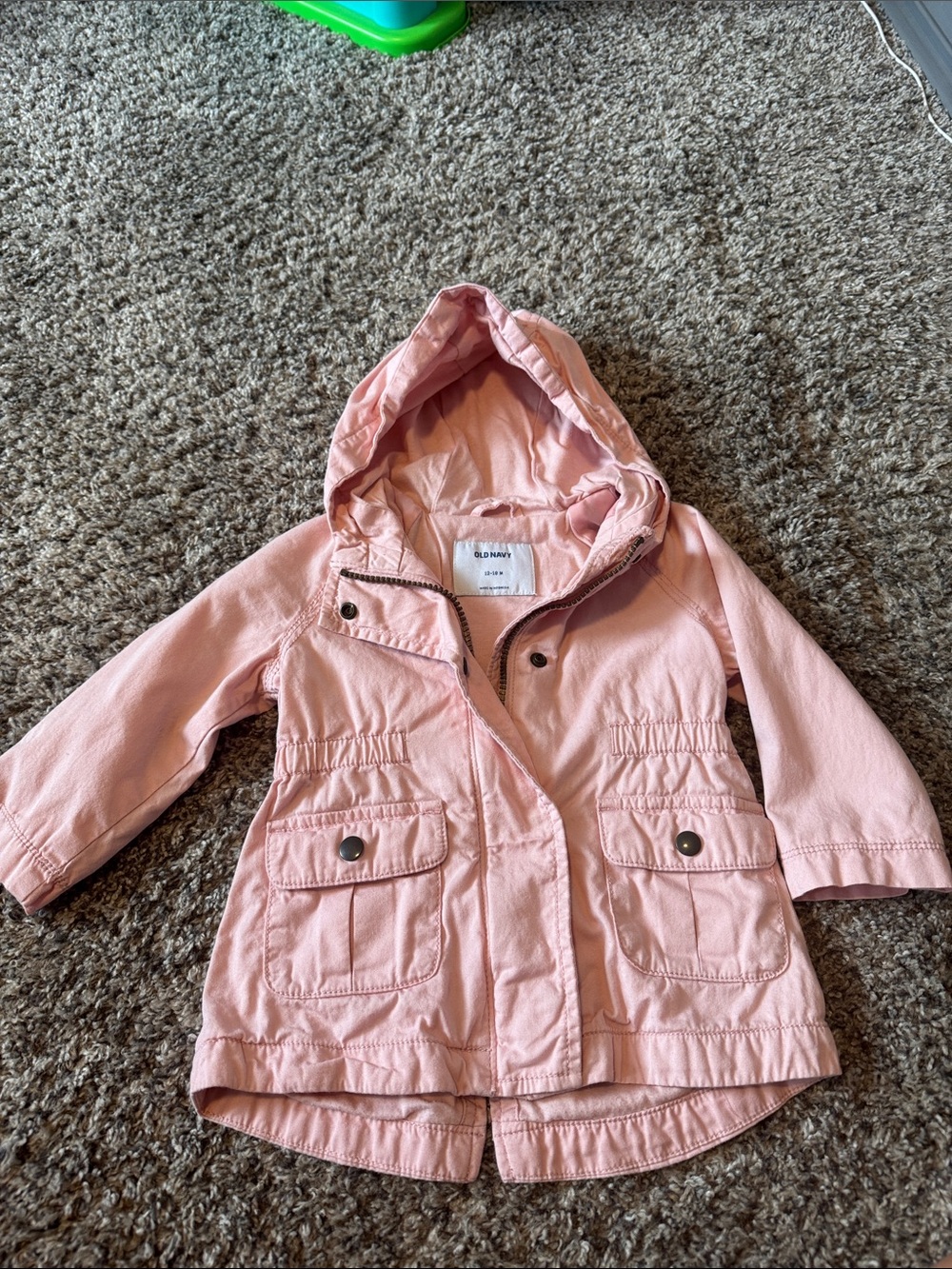 Old Navy Light Pink Hooded Kids Raincoat
